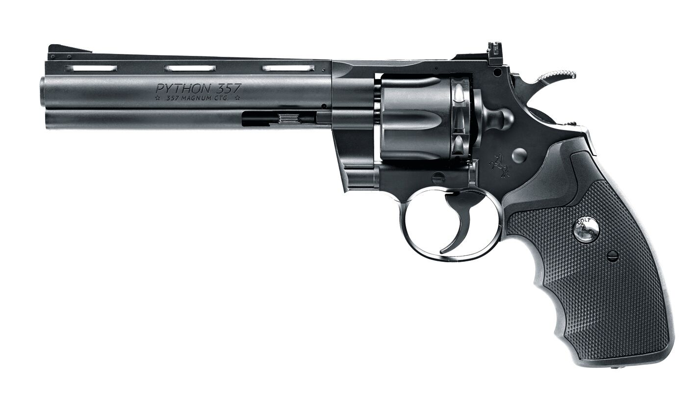 Python 57 Gun UMAREX COLT PYTHON 357 6″ BLACK 4.5mm BB & .177 PELLET AIR PISTOL ...